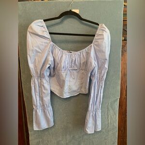 FRESHMAN NWOT Size Small Light Blue white‎ Striped Blouse